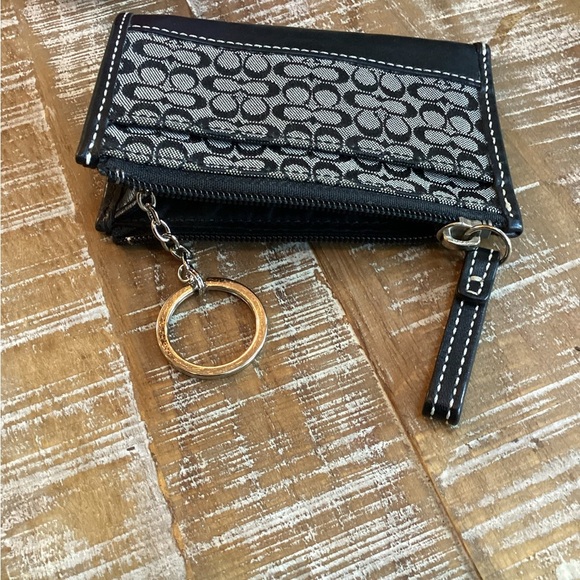 COACH, Black Mini C monogram canvas and leather credit card holder and key chain - Picture 8 of 8